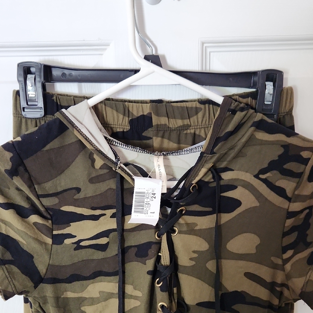 Green and Black Camouflage Track Suit